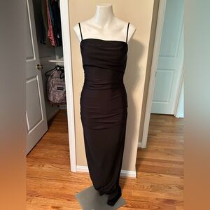 Sleek Black Spaghetti-Strap Maxi Dress